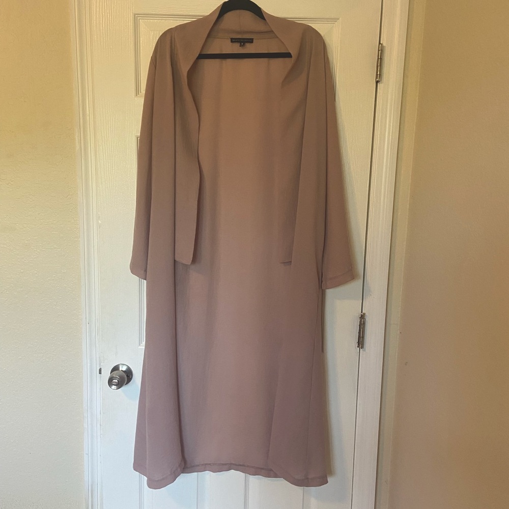 dusty pink long sleeved duster kimono cardigan